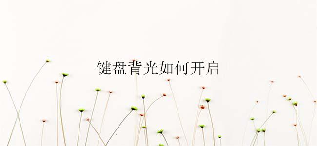 键盘背光如何开启