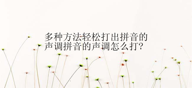 多种方法轻松打出拼音的声调拼音的声调怎么打?