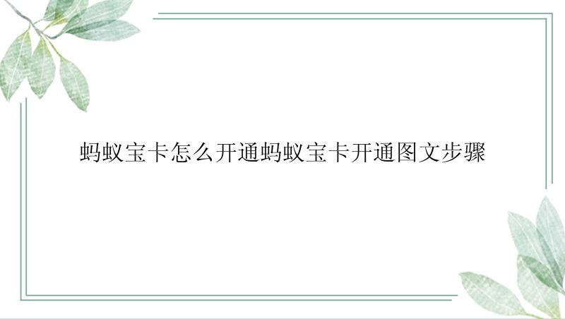 蚂蚁宝卡怎么开通蚂蚁宝卡开通图文步骤