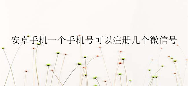 安卓手机一个手机号可以注册几个微信号