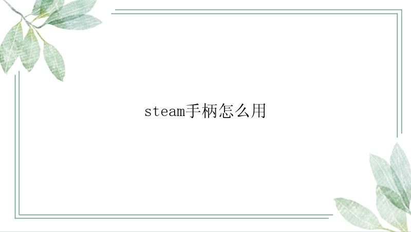 steam手柄怎么用