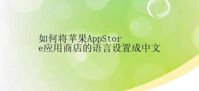 如何将苹果AppStore应用商店的语言设置成中文