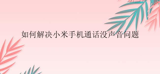 如何解决小米手机通话没声音问题