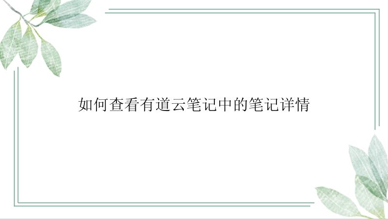 如何查看有道云笔记中的笔记详情