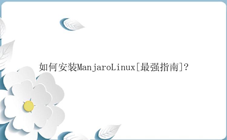 如何安装ManjaroLinux[最强指南]?