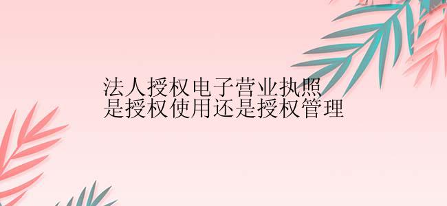 法人授权电子营业执照是授权使用还是授权管理