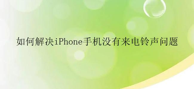 如何解决iPhone手机没有来电铃声问题