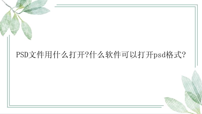 PSD文件用什么打开?什么软件可以打开psd格式?