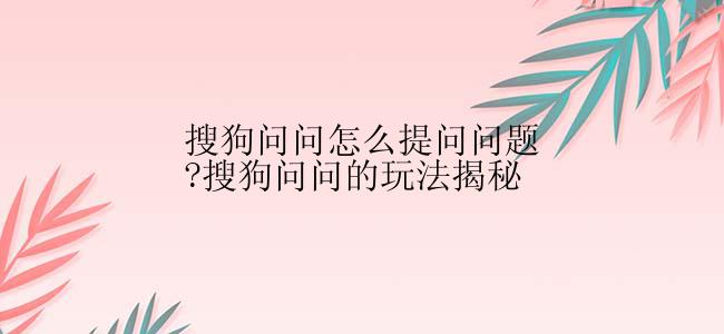 搜狗问问怎么提问问题?搜狗问问的玩法揭秘