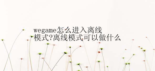 wegame怎么进入离线模式?离线模式可以做什么