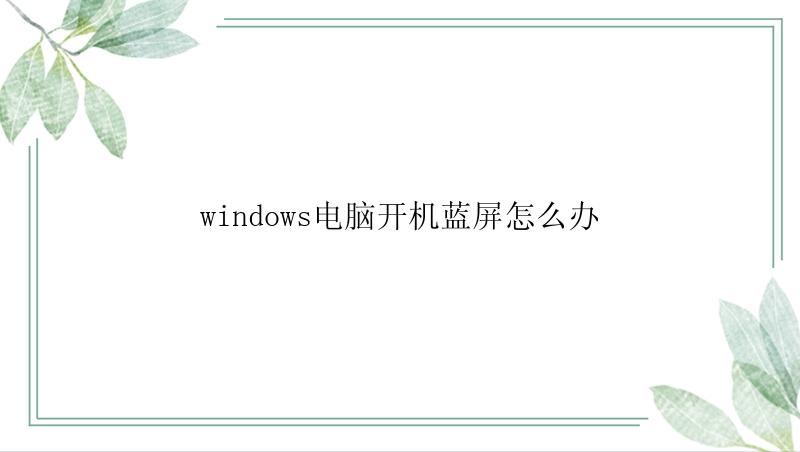 windows电脑开机蓝屏怎么办