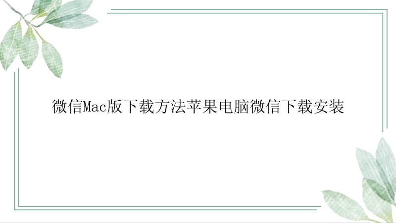 微信Mac版下载方法苹果电脑微信下载安装