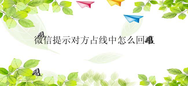 微信提示对方占线中怎么回事