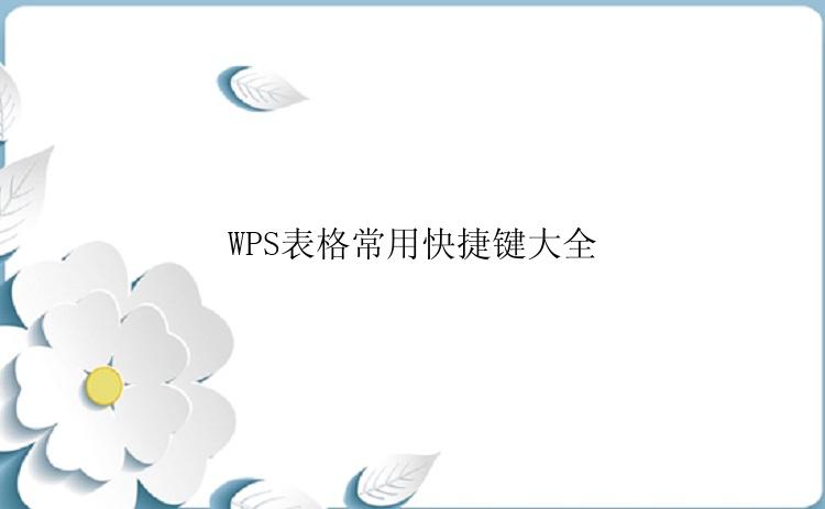 WPS表格常用快捷键大全