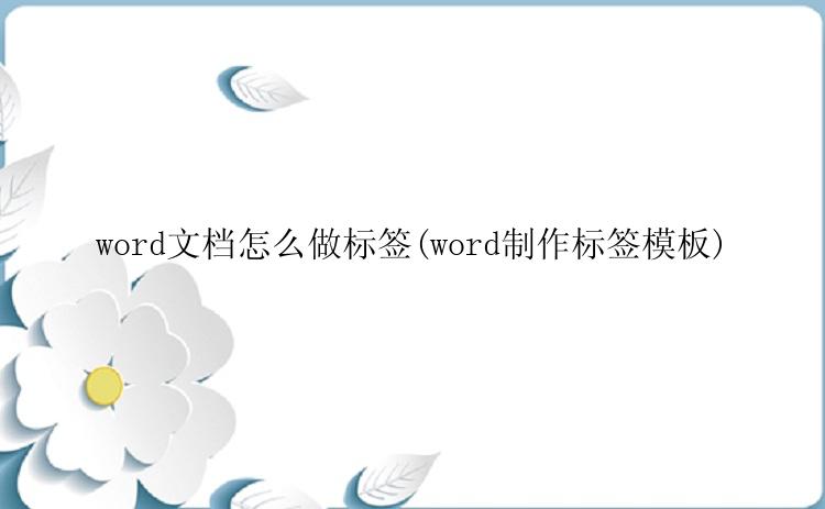 word文档怎么做标签(word制作标签模板)