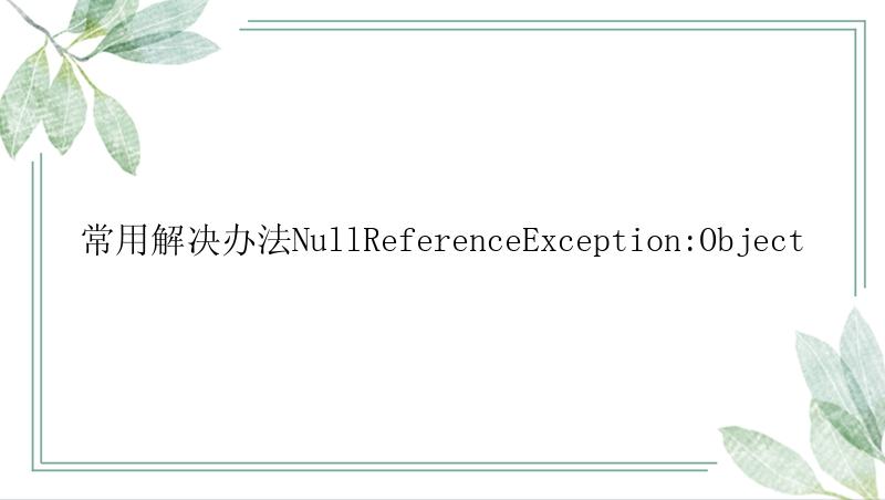 常用解决办法NullReferenceException:Object