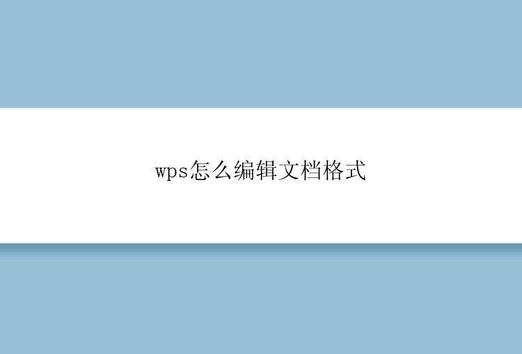 wps怎么编辑文档格式？