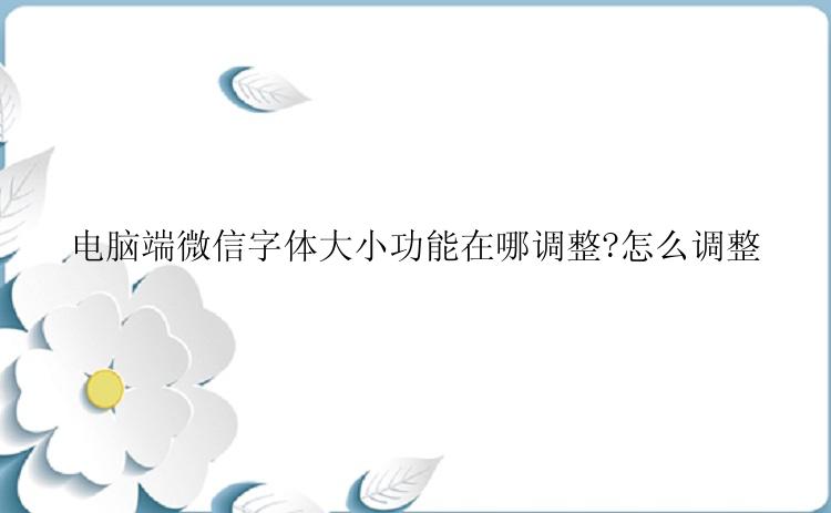 电脑端微信字体大小功能在哪调整?怎么调整
