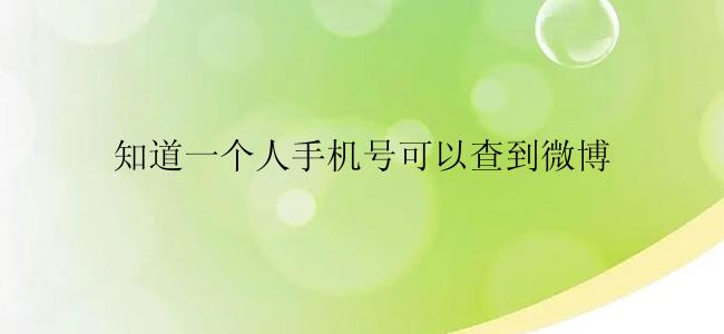 怎么通过手机号查到微博？