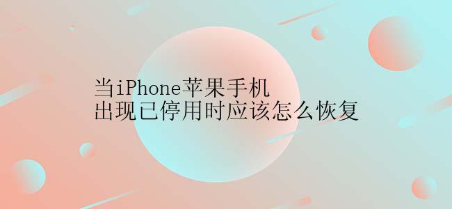 当iPhone苹果手机出现已停用时应该怎么恢复