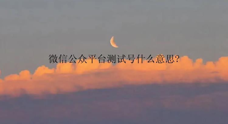 微信公众平台测试号什么意思?