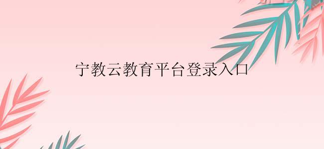 宁教云教育平台登录入口