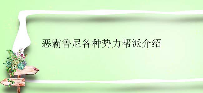 恶霸鲁尼各种势力帮派介绍