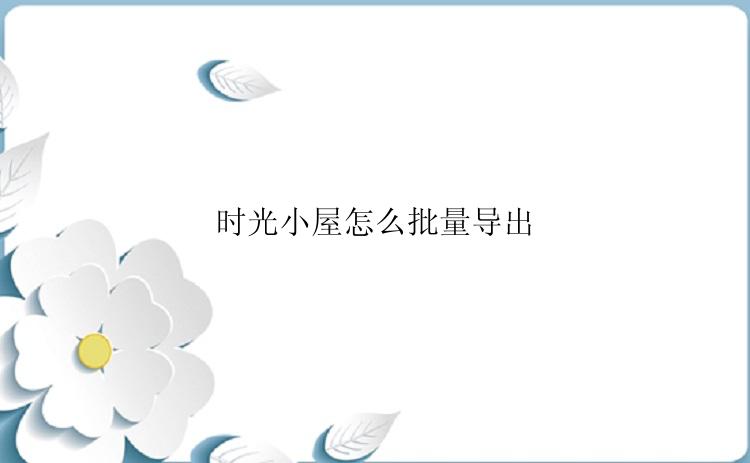 时光小屋怎么批量导出