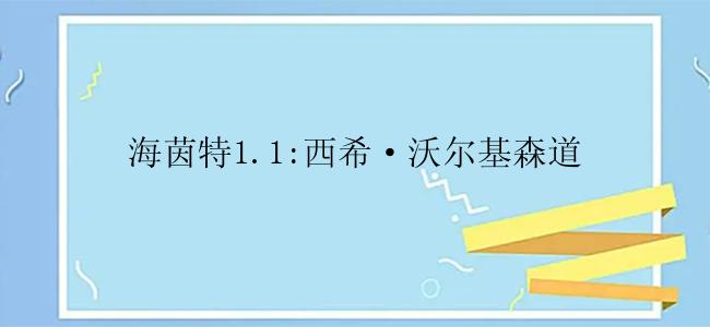 海茵特1.1:西希·沃尔基森道