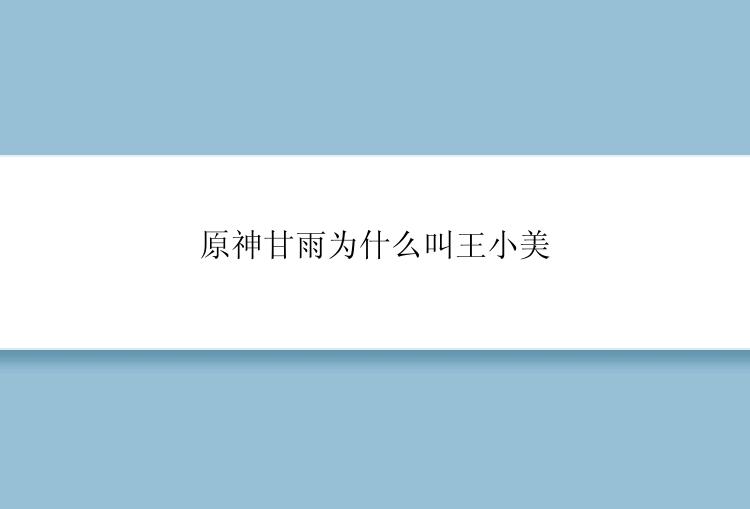 原神甘雨为什么叫王小美