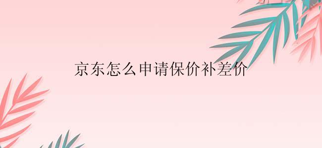 京东怎么申请保价补差价