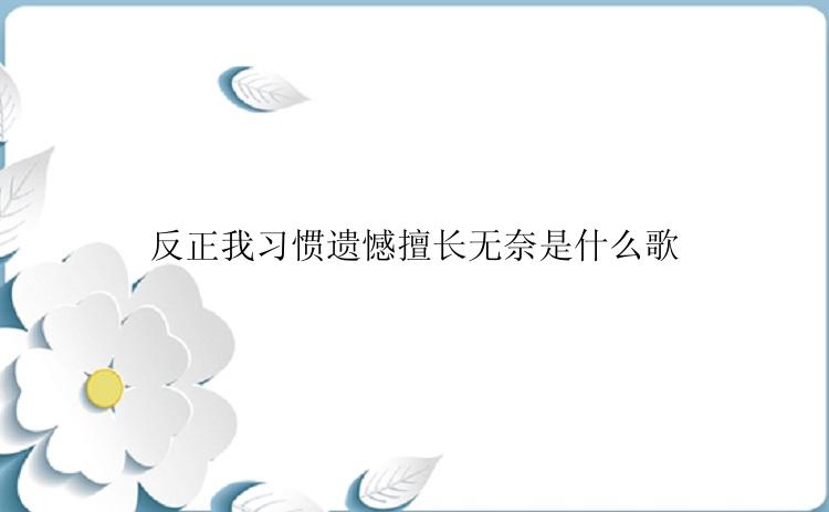 反正我习惯遗憾擅长无奈是什么歌