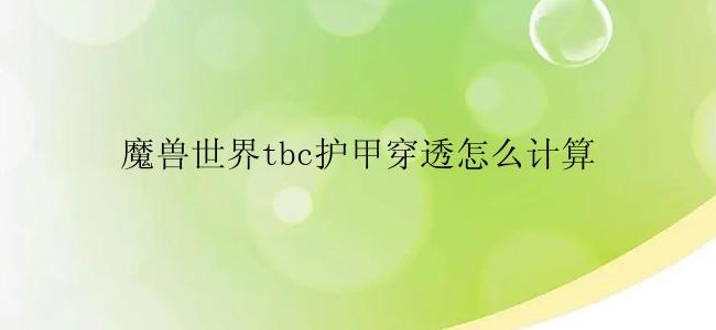 魔兽世界tbc护甲穿透怎么计算
