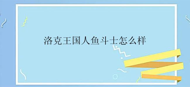 洛克王国人鱼斗士怎么样