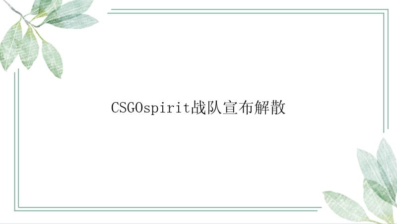 CSGOspirit战队宣布解散