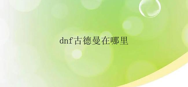 dnf古德曼在哪里