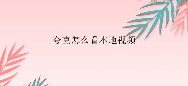 夸克怎么看本地视频