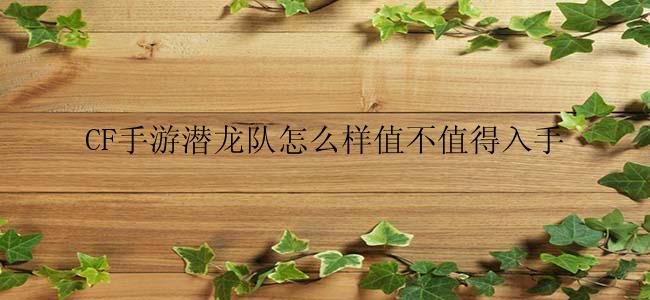 CF手游潜龙队怎么样值不值得入手