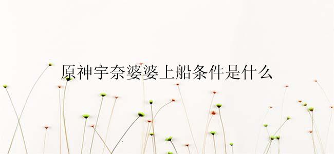 原神宇奈婆婆上船条件是什么