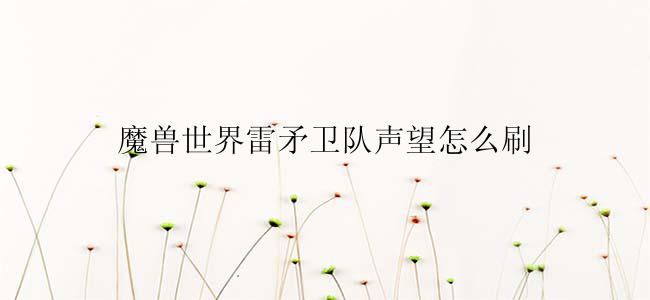 魔兽世界雷矛卫队声望怎么刷