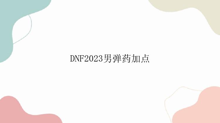 DNF2023男弹药加点