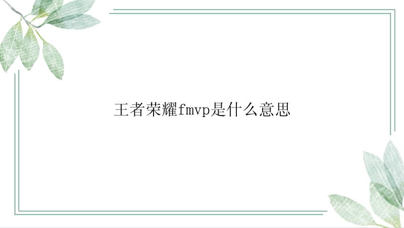 王者荣耀fmvp是什么意思
