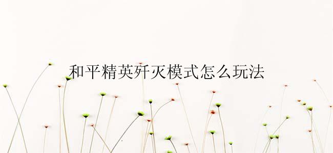 和平精英歼灭模式怎么玩法