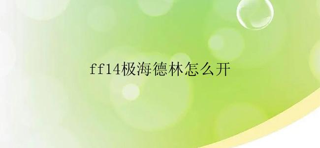 ff14极海德林怎么开