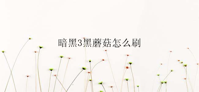 暗黑3黑蘑菇怎么刷