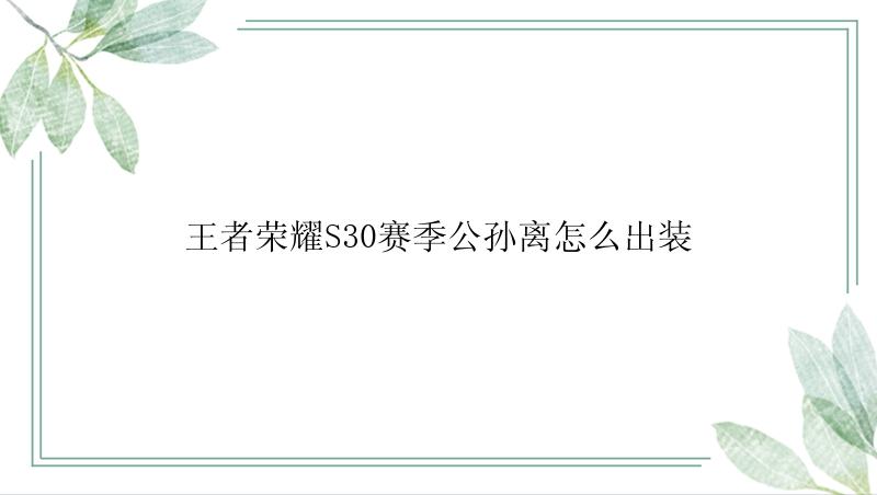 王者荣耀S30赛季公孙离怎么出装