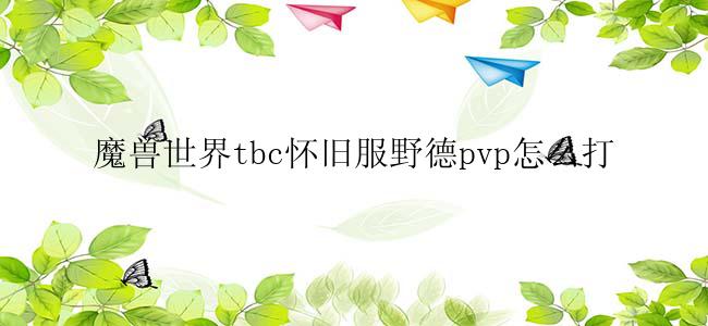 魔兽世界tbc怀旧服野德pvp怎么打