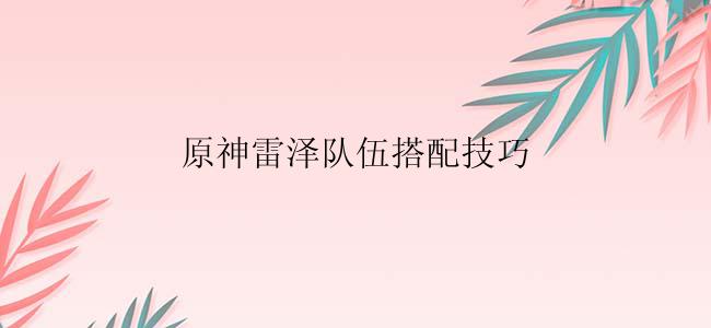 原神雷泽队伍搭配技巧