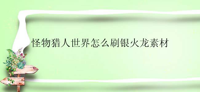 怪物猎人世界怎么刷银火龙素材