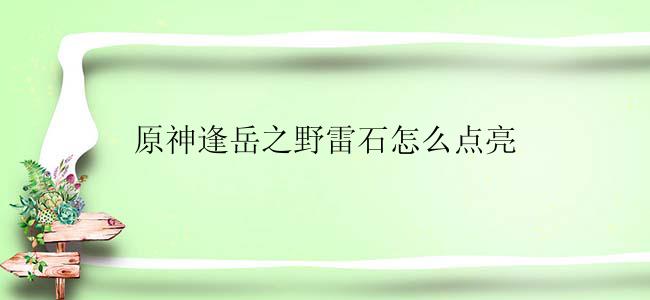 原神逢岳之野雷石怎么点亮